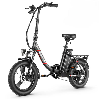 Gocio Electric Bike 3.0 Fat Tire Foldable Ebike, 48V 374.4Wh Battery, Peak 750w Electric Commuter City Bicycle Low-Step E Bike with Lcd, 16 inch One