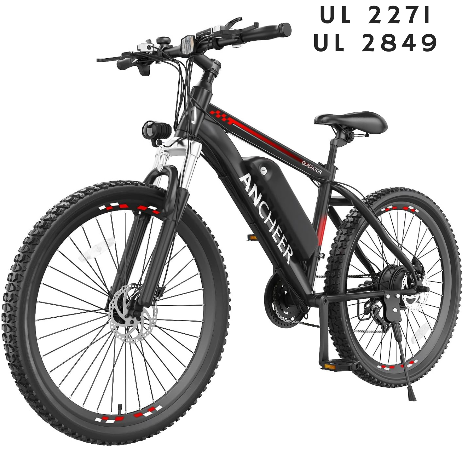 ANCHEER Gladiator 500W Electric Bike 26'' Electric Mountain Bike, 48V 10.4AH Removable Battery, Up to 50 Miles, 3.5H Fast Charge-AN5870