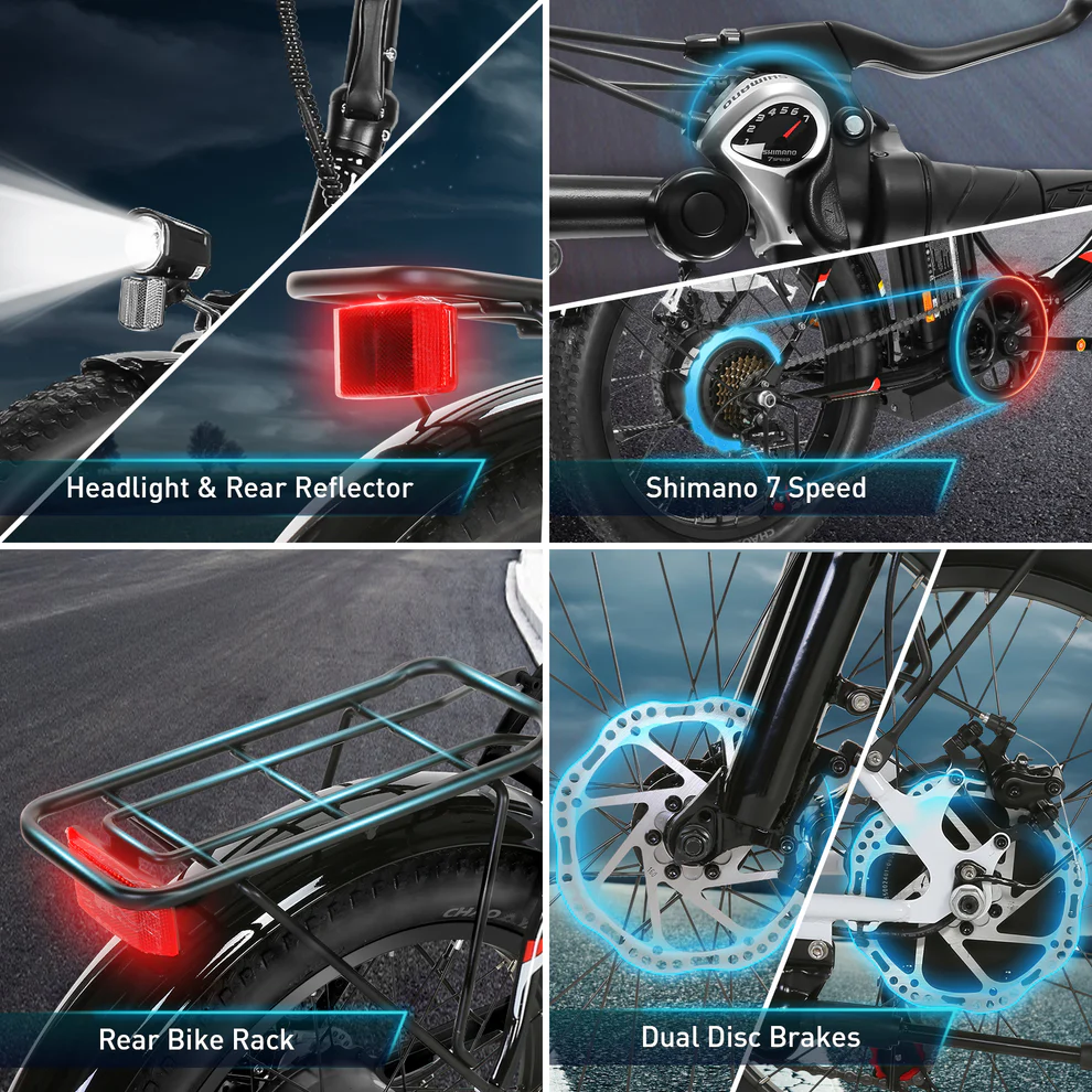 ANCHEER Gocio Fat Tire Electric City Cruiser Folding Bike for Adults