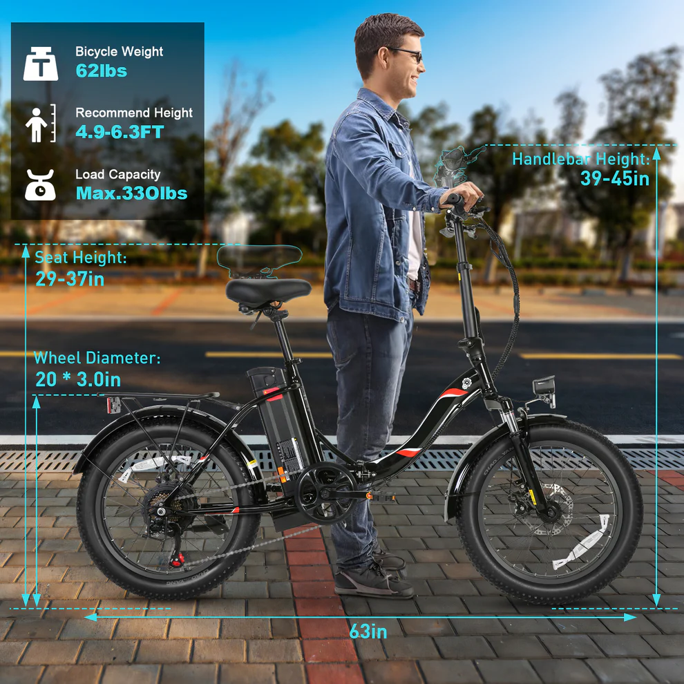 ANCHEER Gocio Fat Tire Electric City Cruiser Folding Bike for Adults