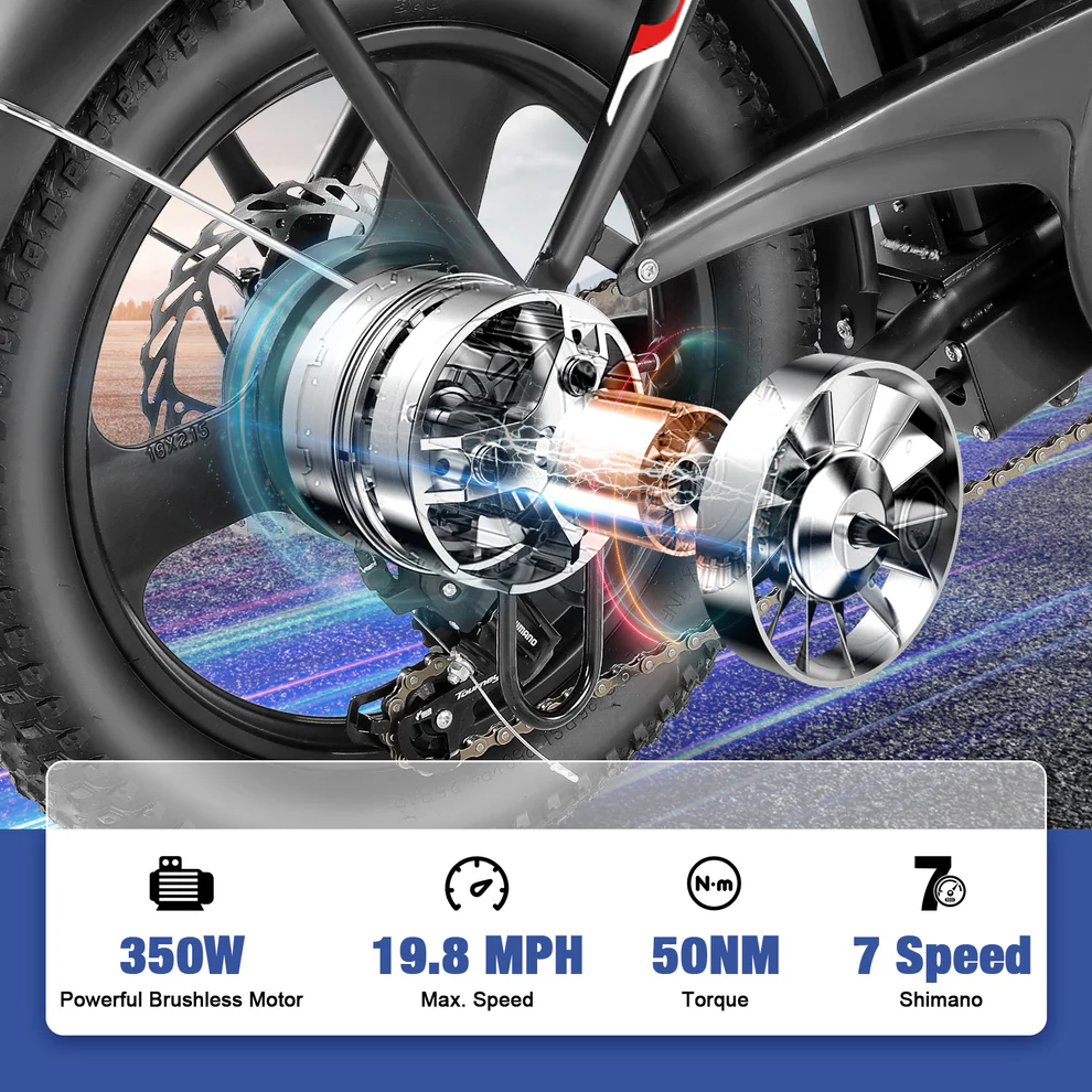 ANCHEER Gocio 16" x 3.0 One-Piece Fat Tire Foldable Electric Bike