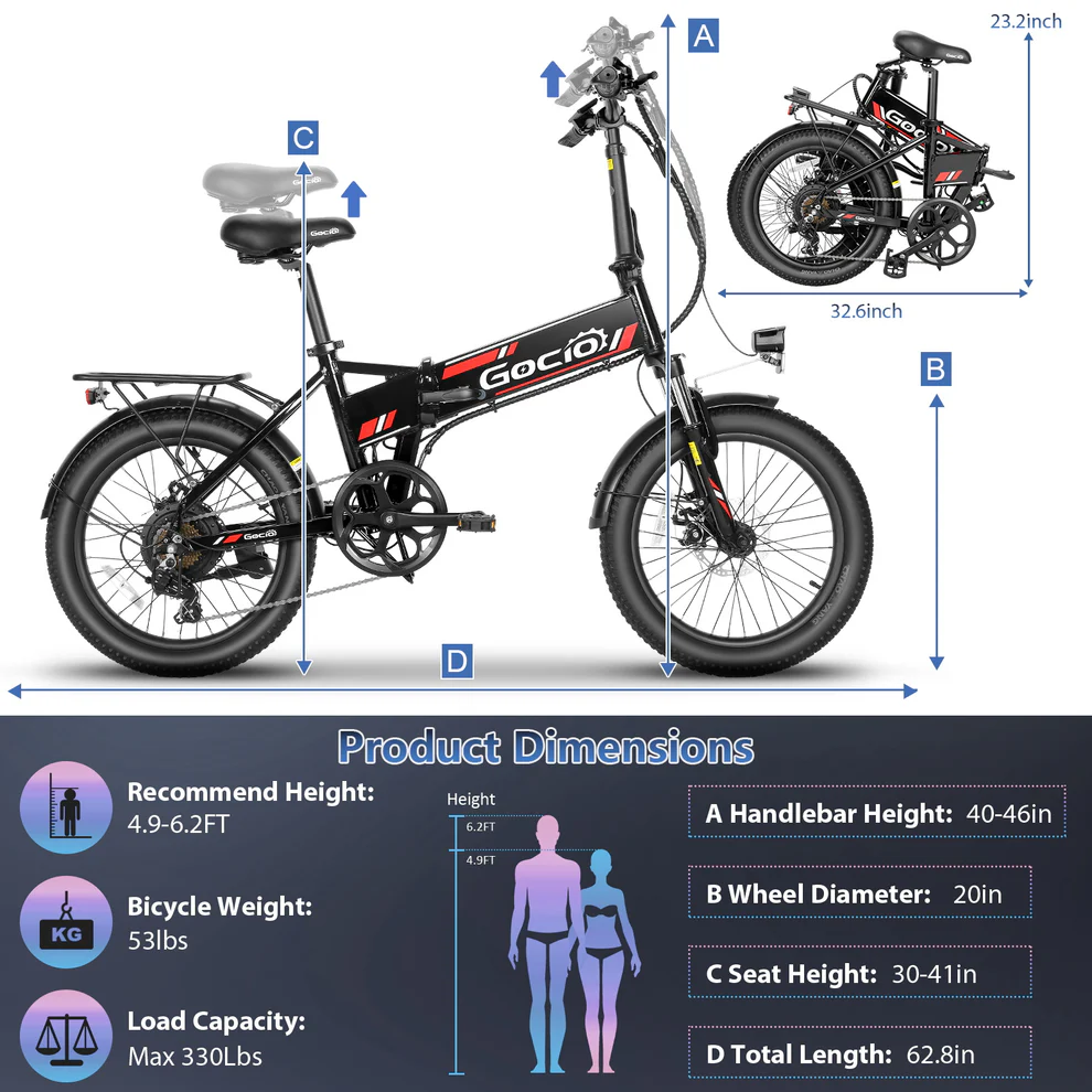 ANCHEER Gocio Foldable Fat Tire Electric Bike for Adults