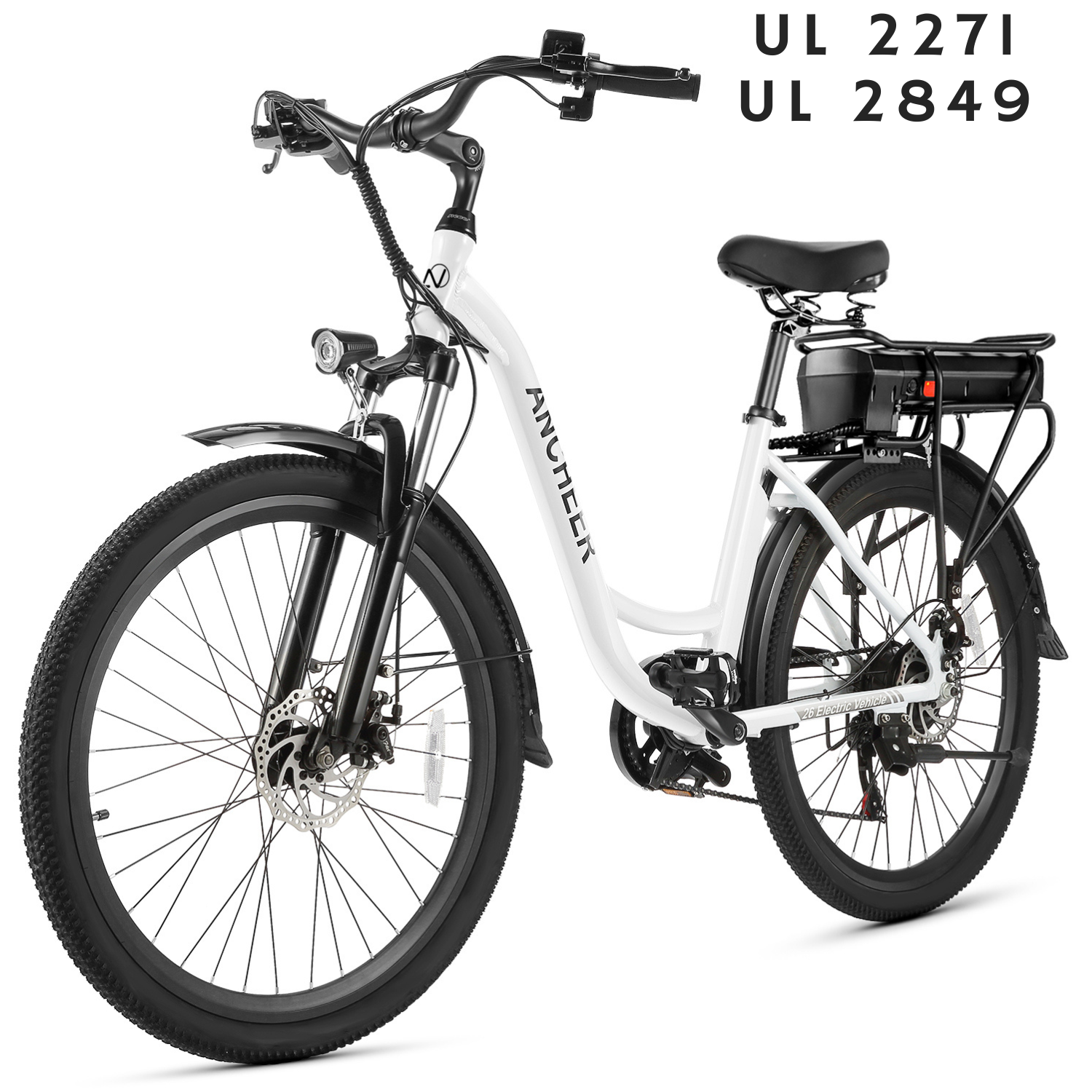 ANCHEER Swan Electric Bike for Adults with 48V 500Wh Removable Battery, 3.5H Fast Charge, UP to 45 Miles, 26