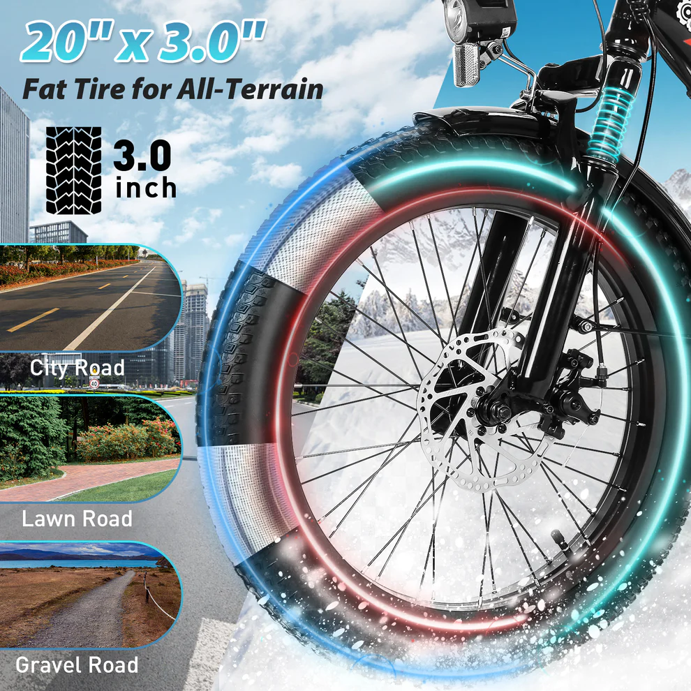 ANCHEER Gocio Fat Tire Electric City Cruiser Folding Bike for Adults