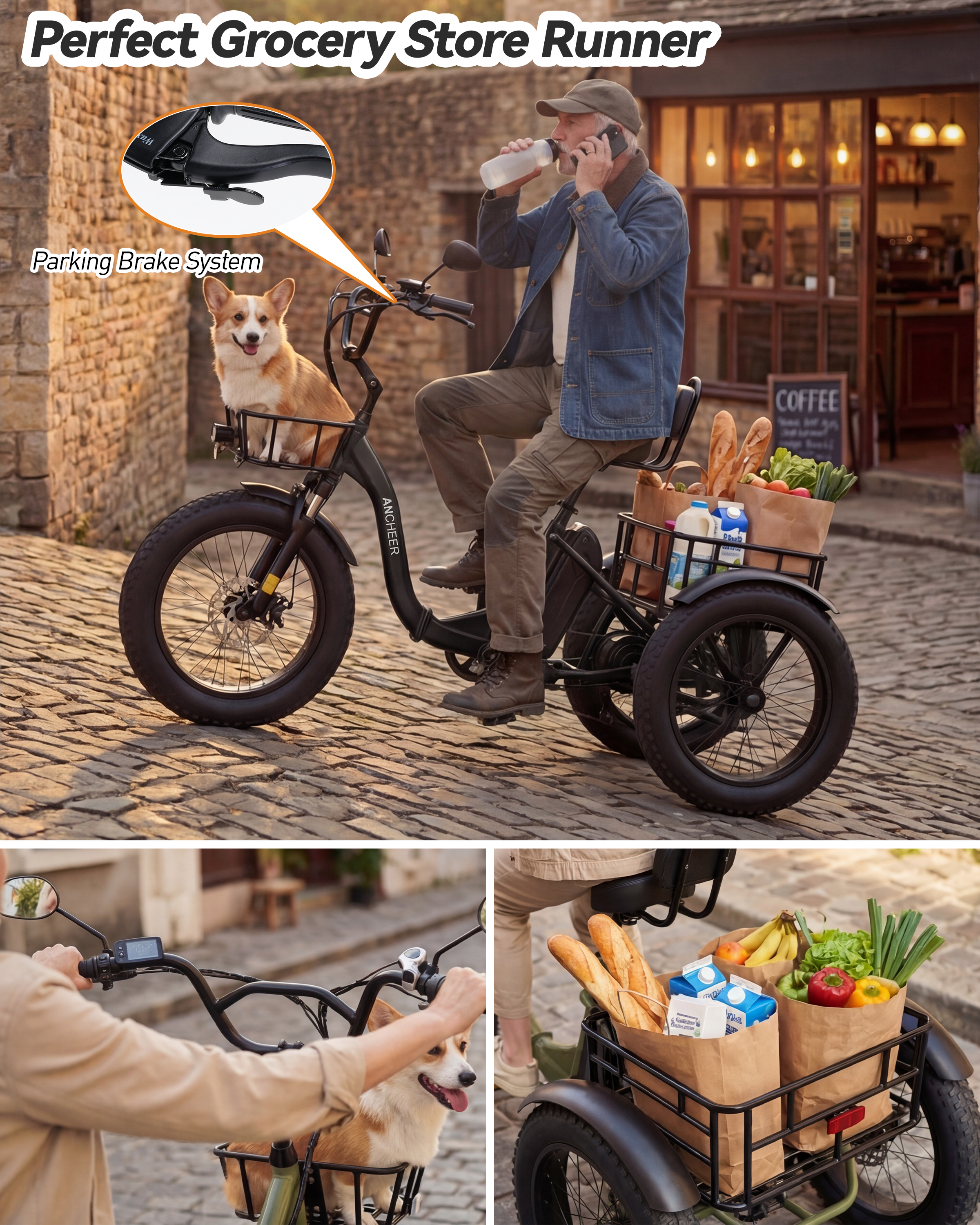 ANCHEER Fat Tire Folding Electric Trike for Adults