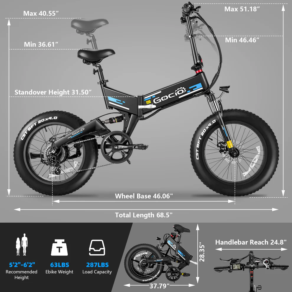 ANCHEER Gocio Fat Tire Foldable Electric Mountain Bikes for Adult
