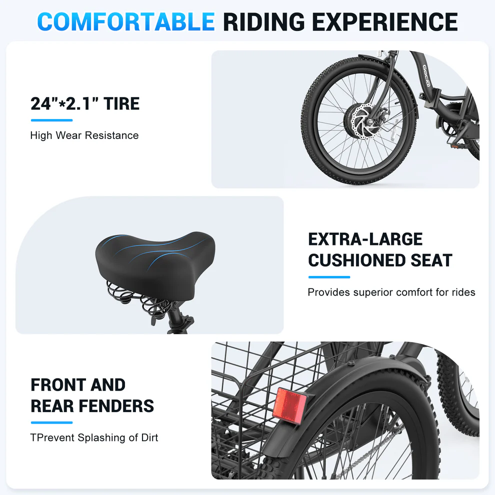 ANCHEER Gocio Cargo Motorized Electric Tricycle for Adults