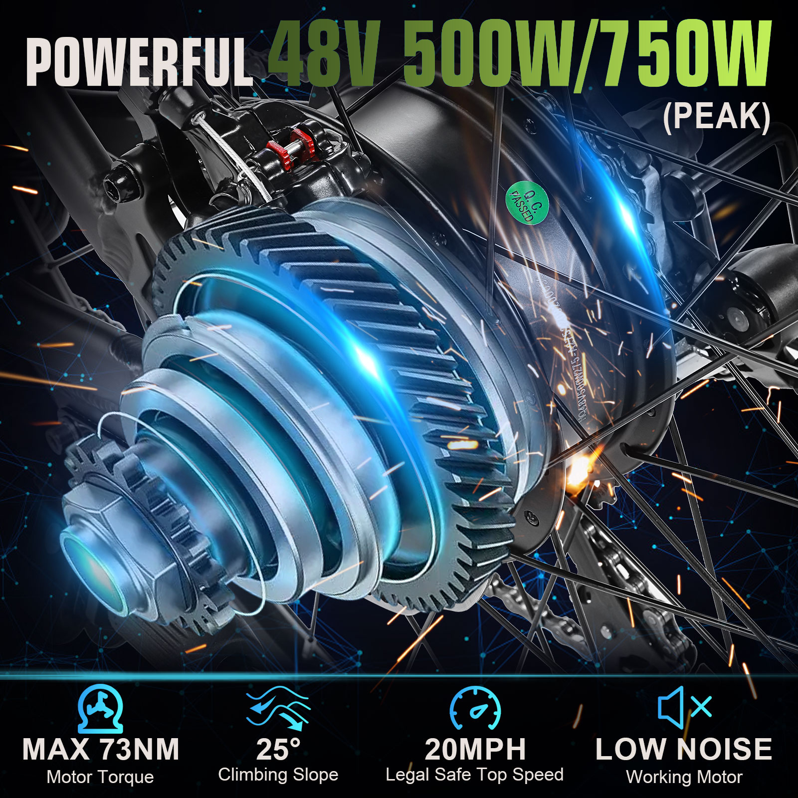 ANCHEER Hummer 500W Electric Bike for Adults 27.5'' Electric Mountain Bike, 3 Hours Fast Charge, 55 Miles with 48V 10.4AH Removable Battery-AN5874