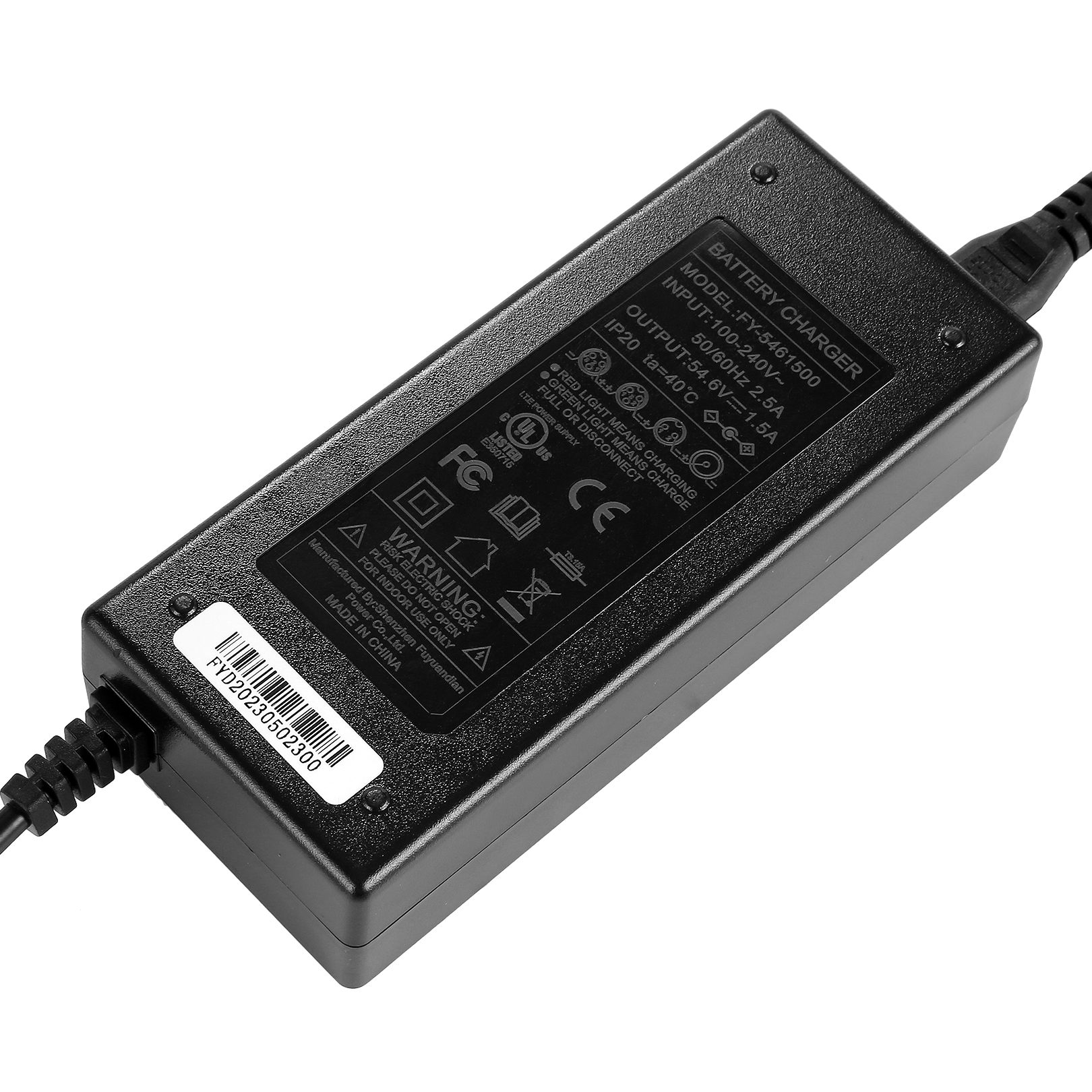 ANCHEER AN5931 charger 54.6V1.5A, AC line, AC100~240V, black to 1.5A
