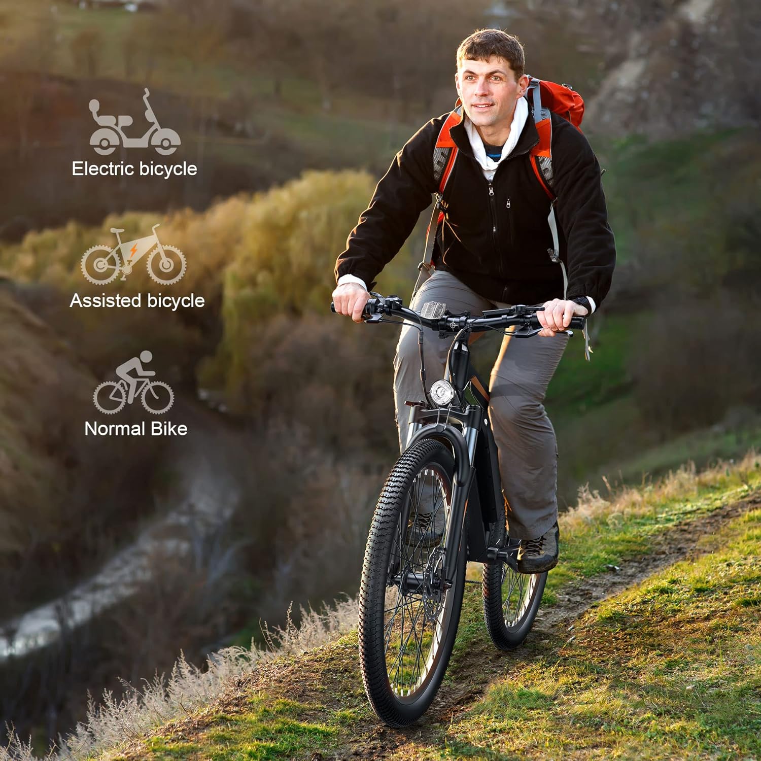 ANCHEER Totguard Electric Bike, Electric Bike for Adults 27.5'' E-Bike with 500W Motor(Peak 750W), 21.6MPH Mountain Bike with Lockable Suspension Fork, 48V 499.2WH Removable Battery-AN5858
