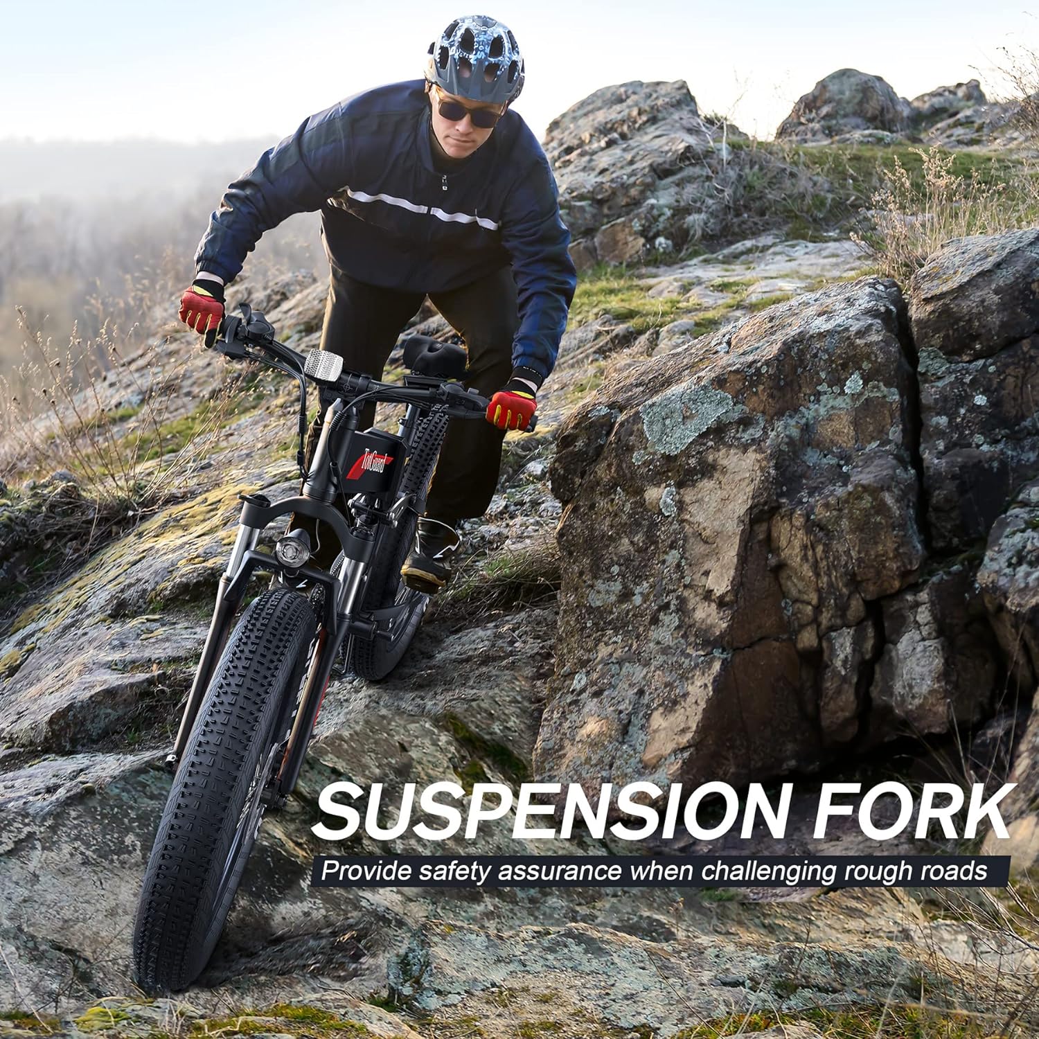 ANCHEER Totguard Electric Bike, 26''x4.0 Electric Bike for Adults 500W Ebike 21.6Mph Folding Fat Tire Electric Bike with 48V 480Wh Removable Battery, Dual Shock Absorber, Shimano 21-Speed, LCD Display-AN5857