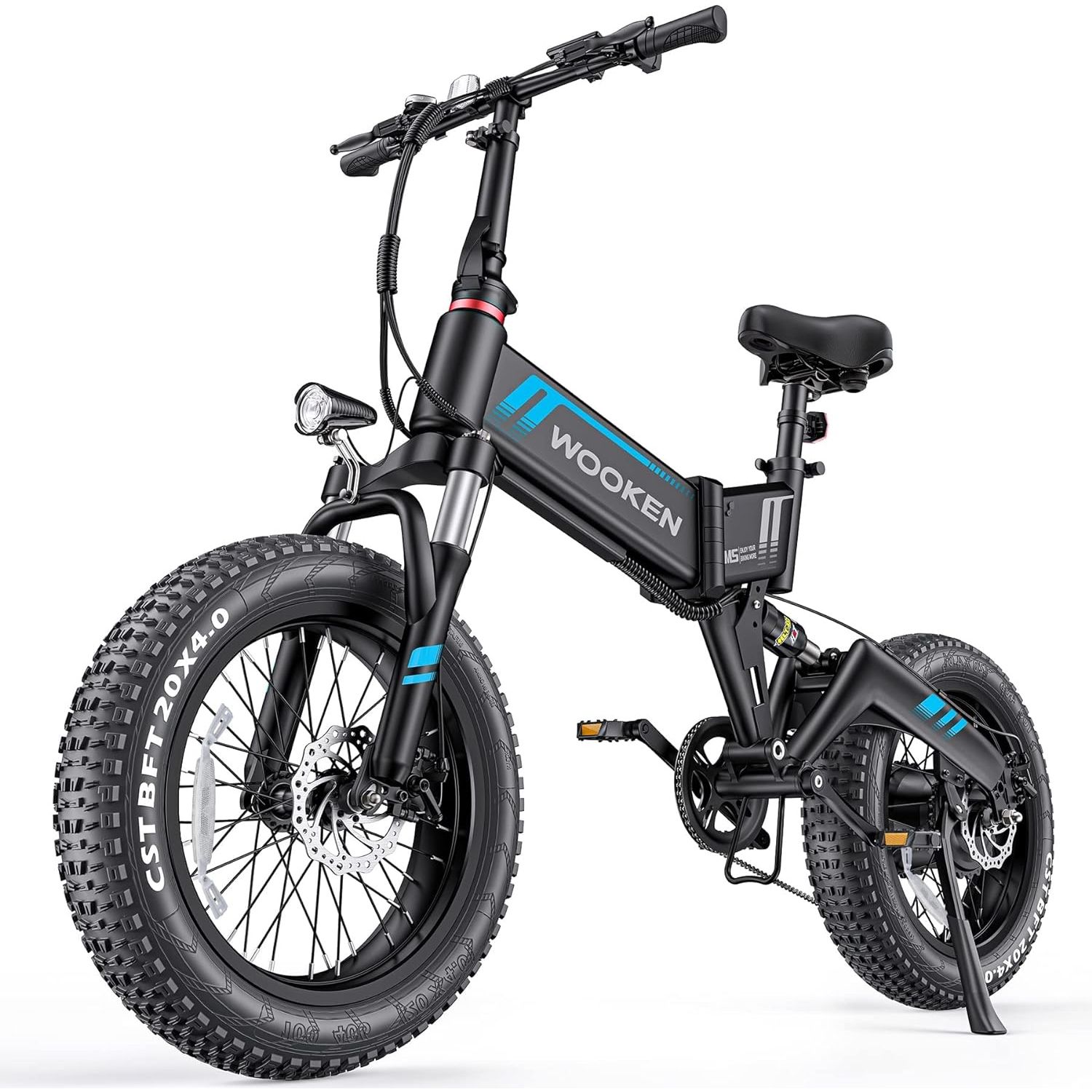 ANCHEER Wooken Electric Bike, 20''X4.0 Fat Tire Electric Bike for Adults,500W(Peak 750W) Foldable Electric Bike with 48V 10Ah Battery,20MPH Ebike for Mountain Beach Snow-AN5942