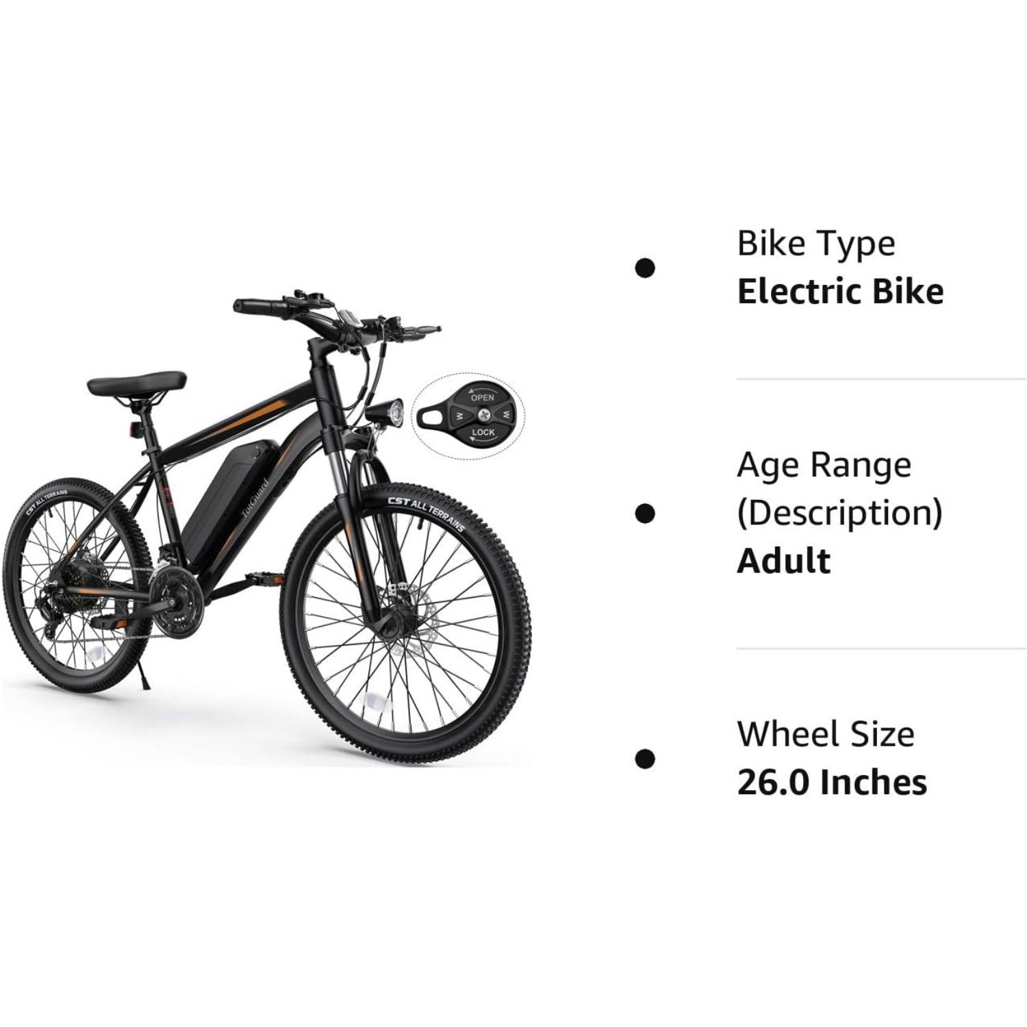 ANCHEER Totguard Electric Bike, Electric Bike for Adults 26'' Ebike with 350W Motor, 19.8MPH Electric Mountain Bike with Lockable Suspension Fork, Removable 36V 374Wh Battery, Shimano 21 Speed Gears-AN5856