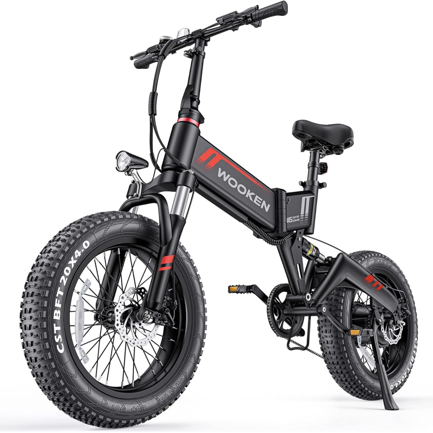 ANCHEER Wooken Electric Bike, 20''X4.0 Fat Tire Electric Bike for Adults,500W(Peak 750W) Foldable Electric Bike with 48V 10Ah Battery,20MPH Ebike for Mountain Beach Snow-AN5942