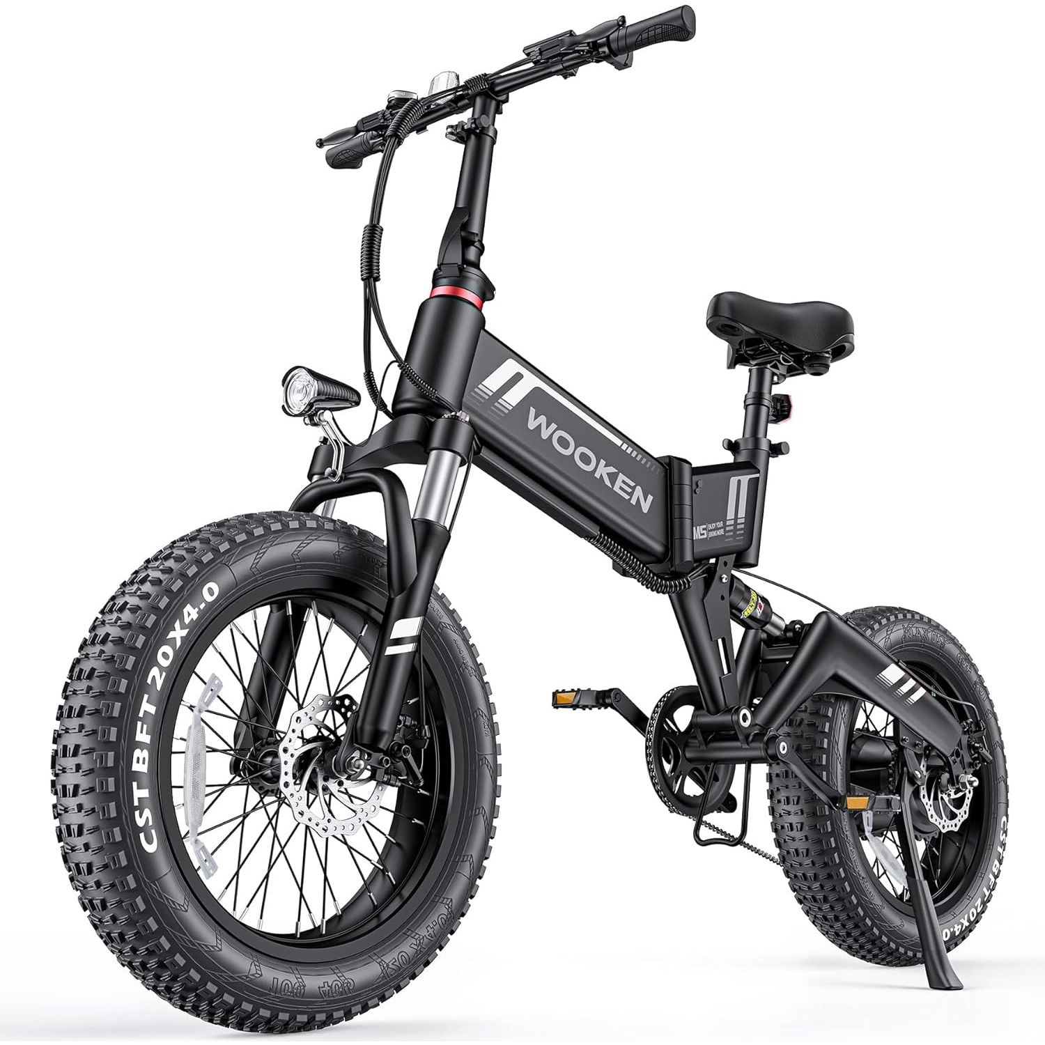ANCHEER Wooken Electric Bike, 20''X4.0 Fat Tire Electric Bike for Adults,500W(Peak 750W) Foldable Electric Bike with 48V 10Ah Battery,20MPH Ebike for Mountain Beach Snow-AN5942