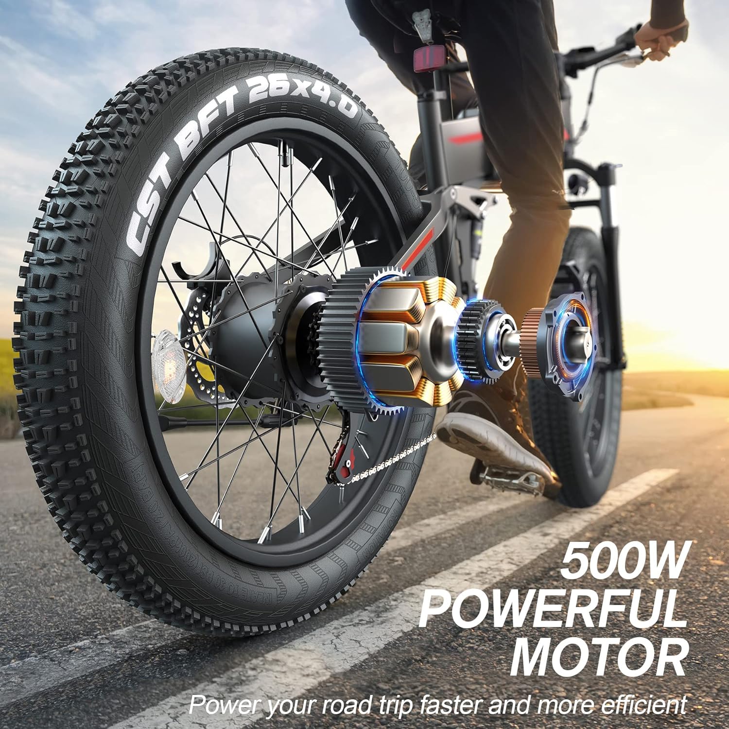 ANCHEER Totguard Electric Bike, 26''x4.0 Electric Bike for Adults 500W Ebike 21.6Mph Folding Fat Tire Electric Bike with 48V 480Wh Removable Battery, Dual Shock Absorber, Shimano 21-Speed, LCD Display-AN5857