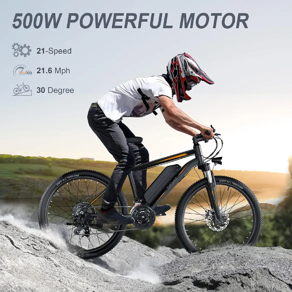 ANCHEER Totguard Electric Bike, Electric Bike for Adults 27.5'' E-Bike with 500W Motor(Peak 750W), 21.6MPH Mountain Bike with Lockable Suspension Fork, 48V 499.2WH Removable Battery-AN5858