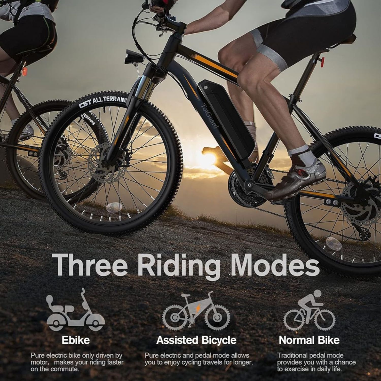 ANCHEER Totguard Electric Bike, Electric Bike for Adults 26'' Ebike with 350W Motor, 19.8MPH Electric Mountain Bike with Lockable Suspension Fork, Removable 36V 374Wh Battery, Shimano 21 Speed Gears-AN5856