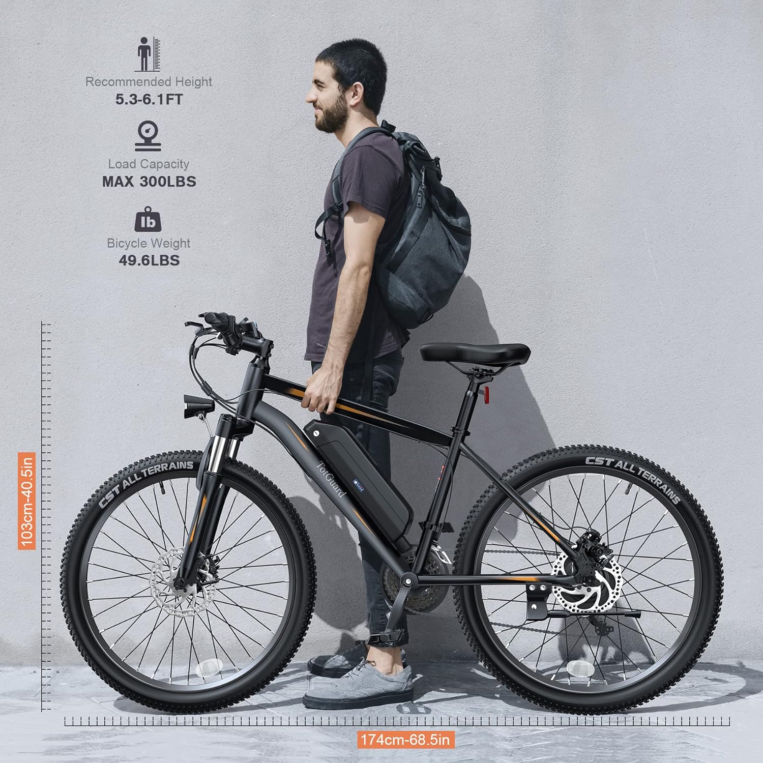 ANCHEER Totguard Electric Bike, Electric Bike for Adults 27.5'' E-Bike with 500W Motor(Peak 750W), 21.6MPH Mountain Bike with Lockable Suspension Fork, 48V 499.2WH Removable Battery-AN5858