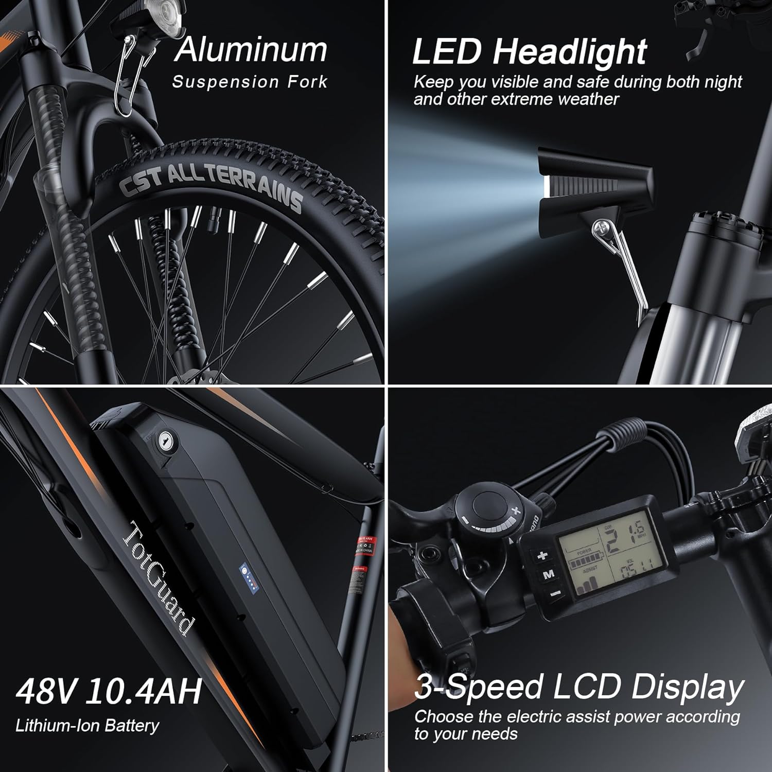 ANCHEER Totguard Electric Bike, Electric Bike for Adults 27.5'' E-Bike with 500W Motor(Peak 750W), 21.6MPH Mountain Bike with Lockable Suspension Fork, 48V 499.2WH Removable Battery-AN5858