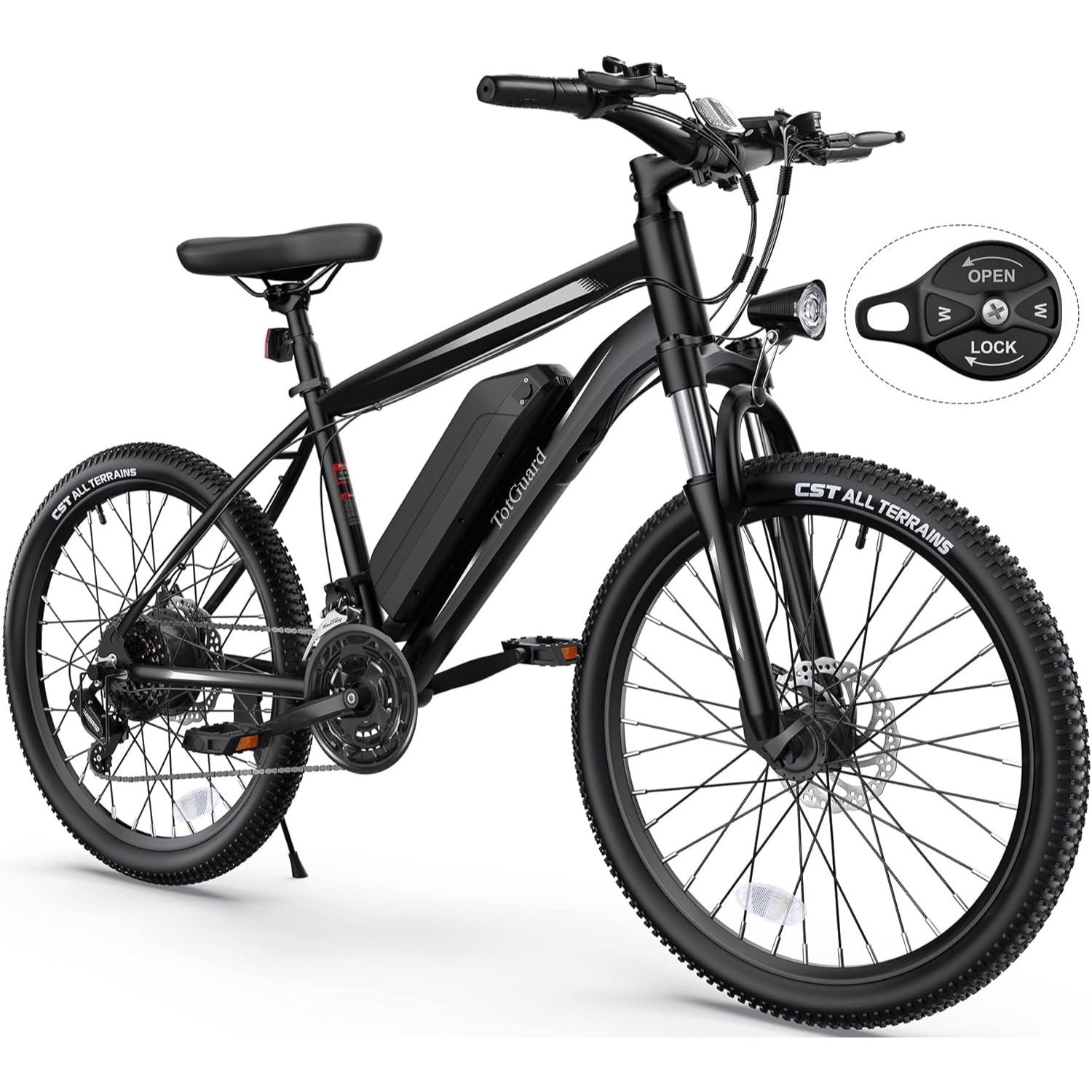 ANCHEER Totguard Electric Bike, Electric Bike for Adults 26'' Ebike with 350W Motor, 19.8MPH Electric Mountain Bike with Lockable Suspension Fork, Removable 36V 374Wh Battery, Shimano 21 Speed Gears-AN5856