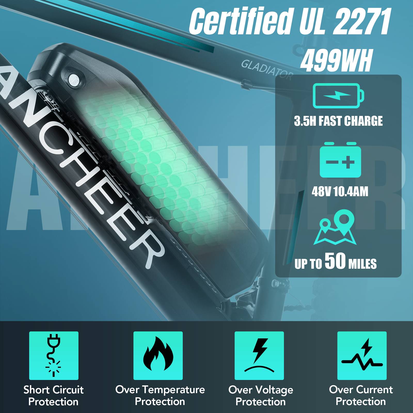 ANCHEER Hailong No. 1 SSE-046 Battery Box, 48V10.4AH, For Model Gladiator, Sunshine, Hummer, Racer