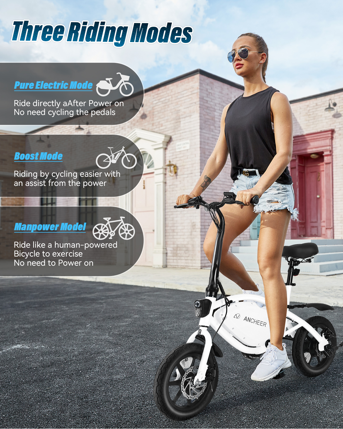 ANCHEER Smartzip Electric Bicycle for Adults Teens 14