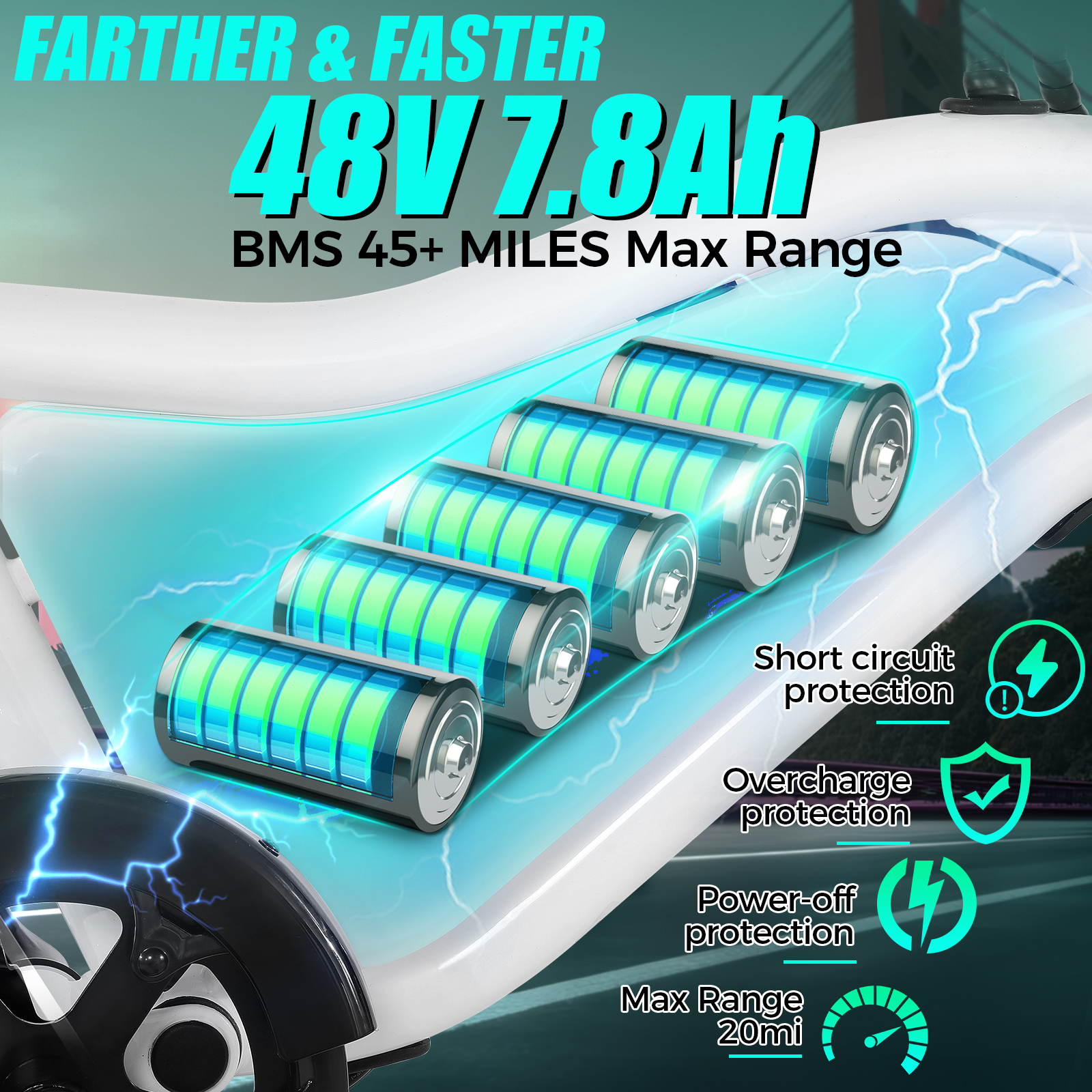 ANCHEER 48V-7.8Ah Battery for StreetRider, For Model AN5931