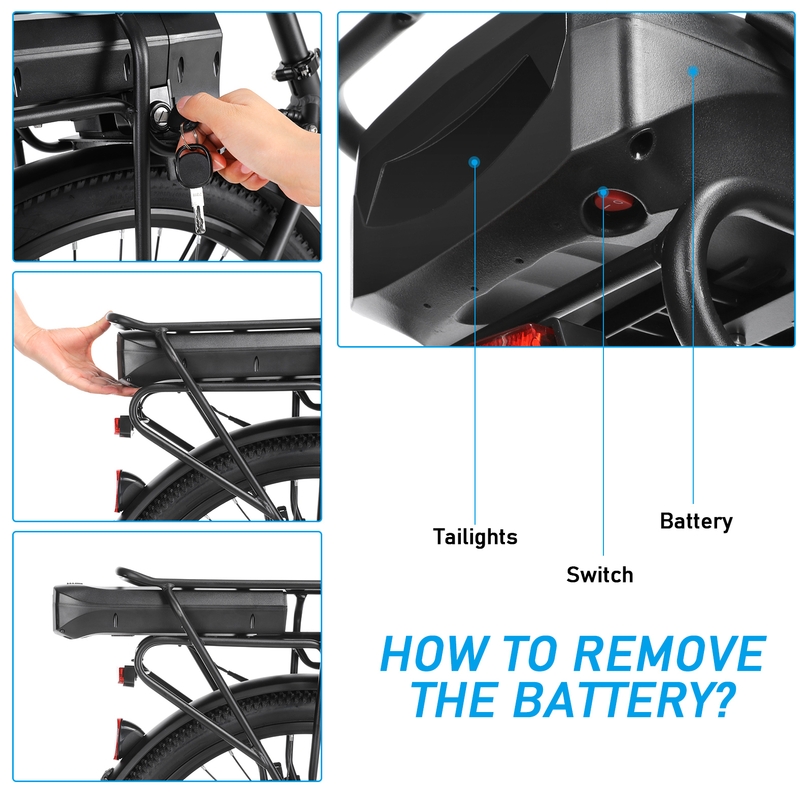 ANCHEER 48V 10.4Ah Removable Battery, 3.5H Fast Charge, For Model Swan