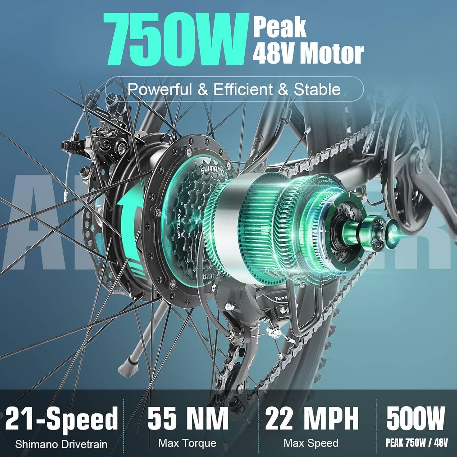 ANCHEER Gladiator 500W Electric Bike 26'' Electric Mountain Bike, 48V 10.4AH Removable Battery, Up to 50 Miles, 3.5H Fast Charge-AN5870