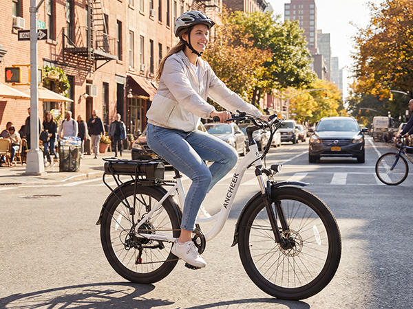 ANCHEER Swan Electric Bike for Adults with 48V 500Wh Removable Battery, 3.5H Fast Charge, UP to 45 Miles, 26