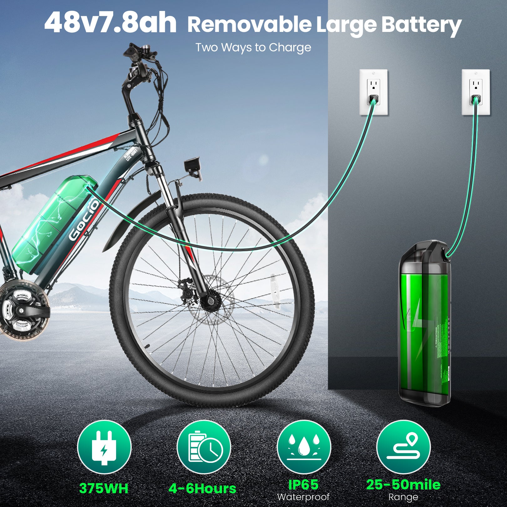 ANCHEER Gocio Off Road Electric Bike High-Step Mountain Electric Bike