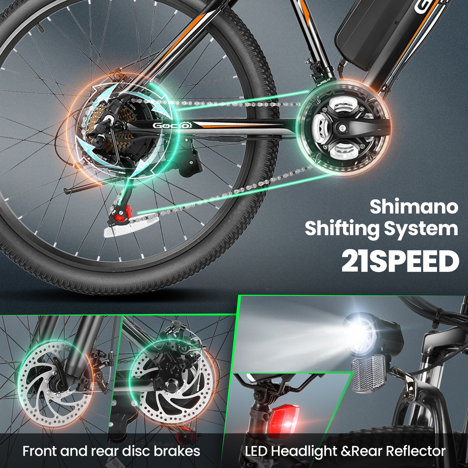 ANCHEER Gocio Off Road Electric Bike High-Step Mountain Electric Bike