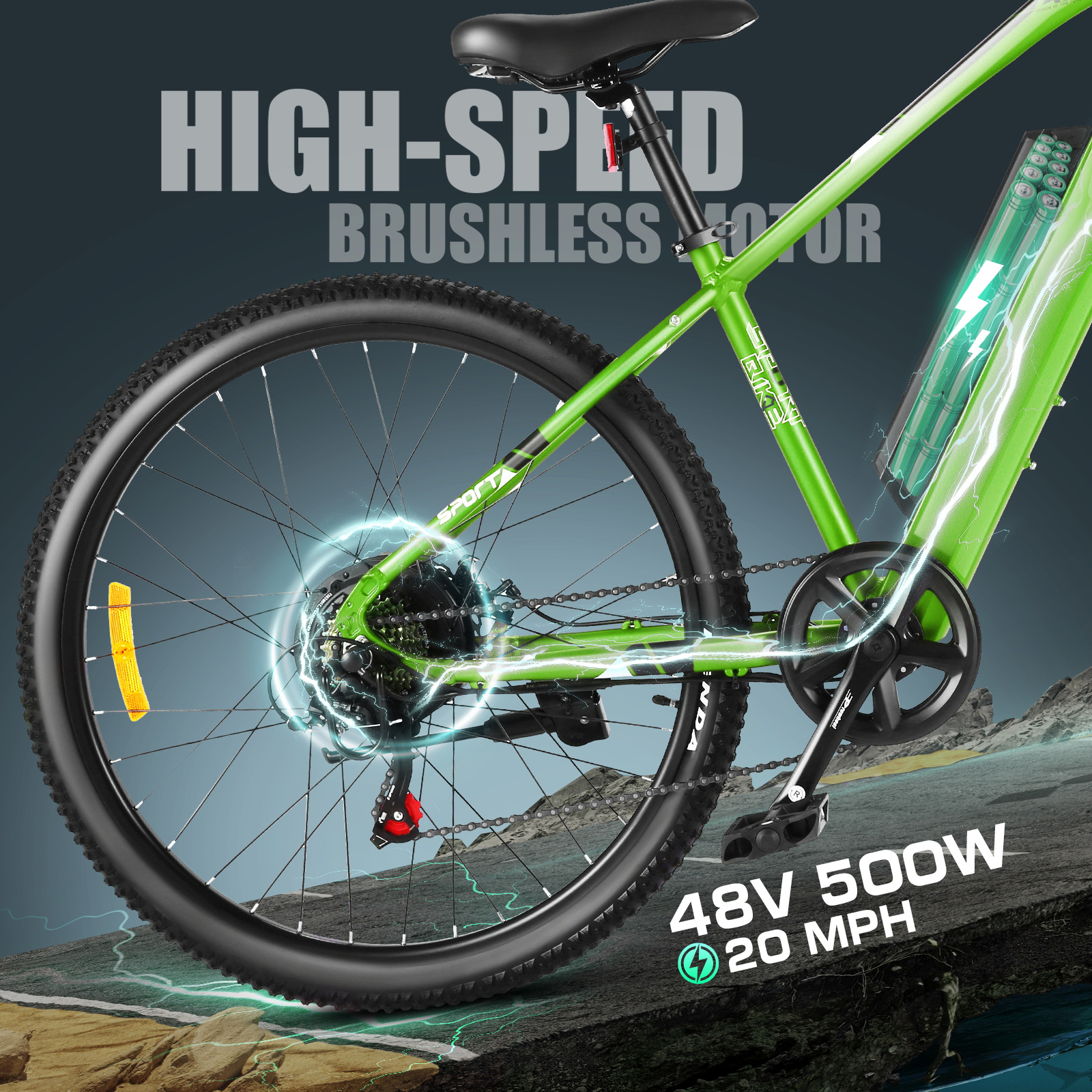 ANCHEER 500W Electric Bike 27.5'' Electric Mountain Bike, 48V 10.4AH Removable Battery-AN5799